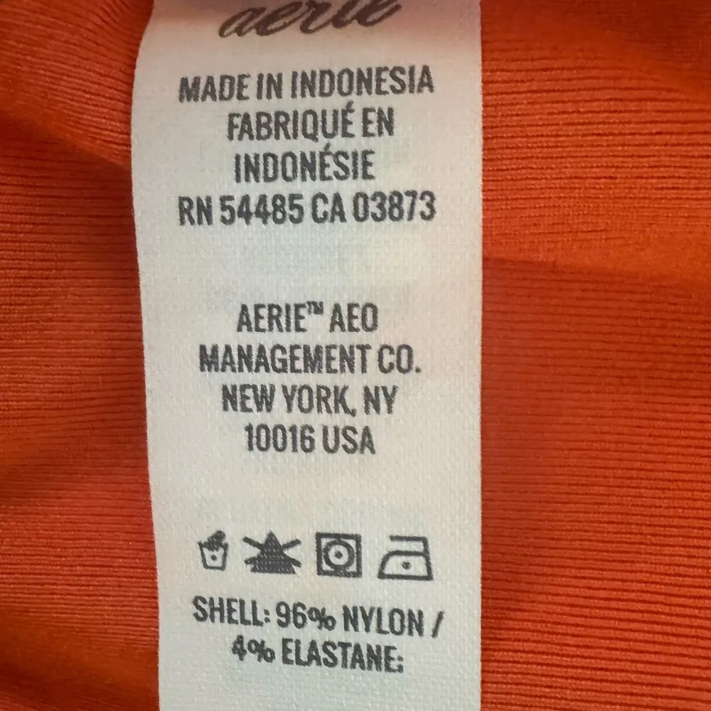 New Aerie Women’s Swimsuit Top Ribbed Lettuce Hem Size M Longline Bikini Orange - Image 13