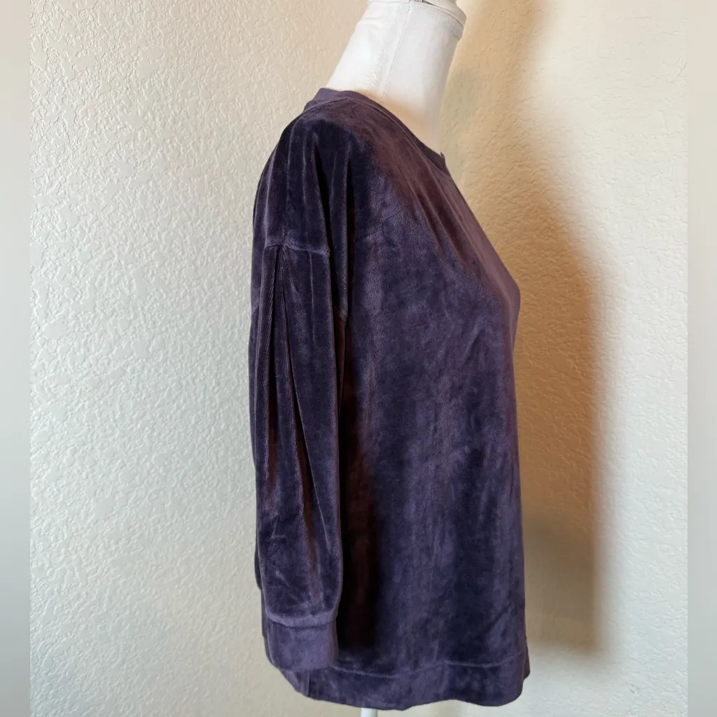Garnet‎ Hill Women's Size M Dark Purple Moonrise Velour Oversized Boxy Shirt - Image 3