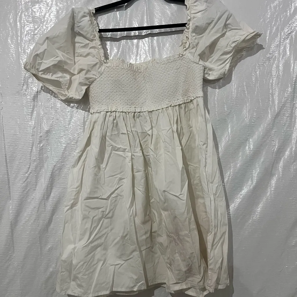 Aritzia Sunday Best White Hadley Puff Sleeve Babydoll Dress Size Large $88 - Image 5