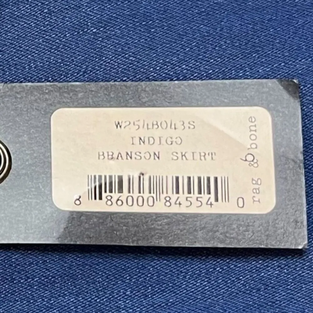 Rag & Bone NWT Branson Denim Midi Skirt Indigo Women’s Size 6 Belted Button - Image 11