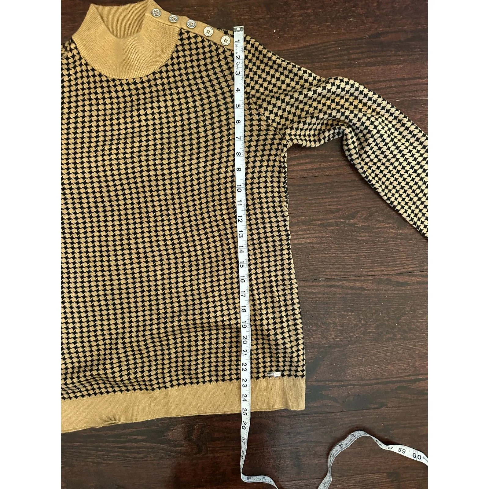 Calvin Klein Preppy Brown Houndstooth Sweater Size Small - Image 7