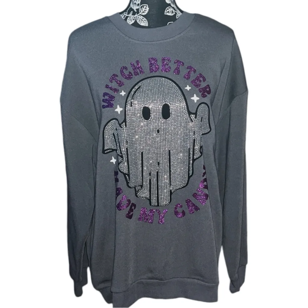 Better/Together Witch Better Have My Candy Ghost Sweatshirt Gray Size L - Image 2