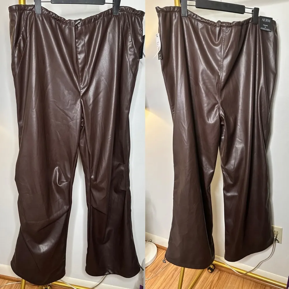 NWT AFRM Frankie Brown Leather Parachute Pants Size 3X - Image 3
