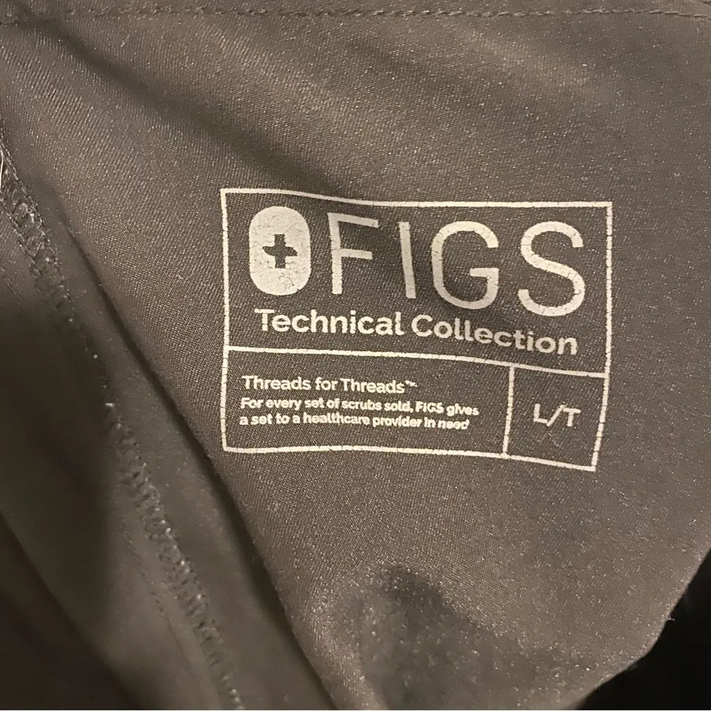 Figs Black Straight Leg Scrub Pants size Large Tall - Image 10
