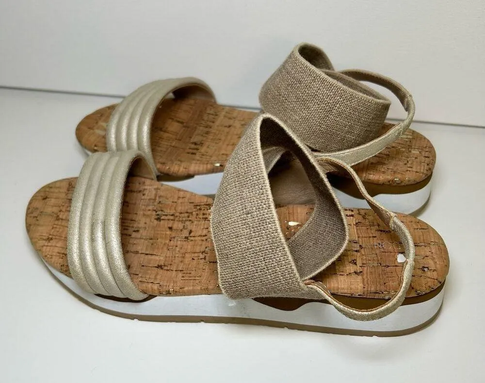 Donald Pliner Shaye Strappy Sandals Shimmer Gold Leather Cork Women's 8 - Image 10