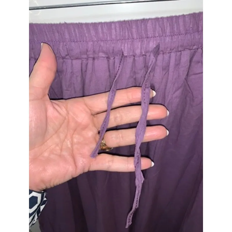 NWT Women's Purple Floral Midi Skirt Lace Trim Size‎ Large Casual Elastic Waist - Image 2