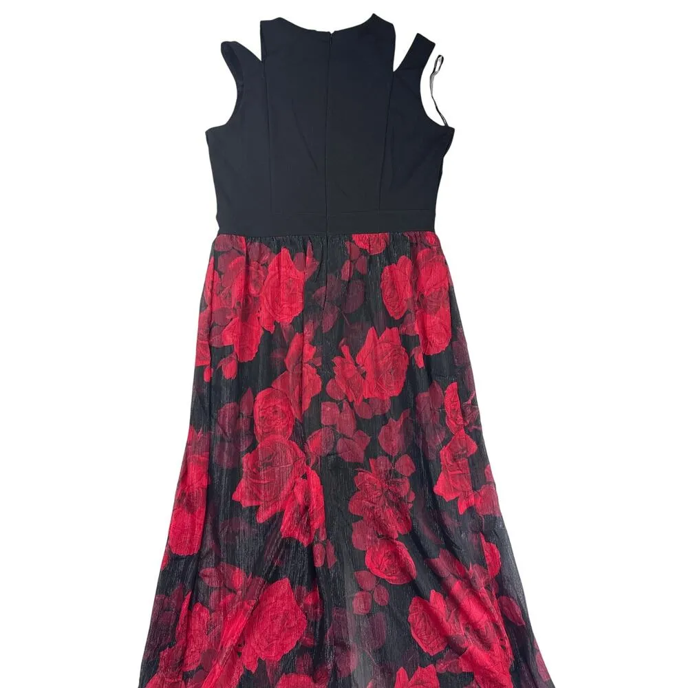 Women’s Alexa B Nites Black Cold Shoulder Jumpsuit w/Sheer Rose Skirt Sz 14 - Image 5