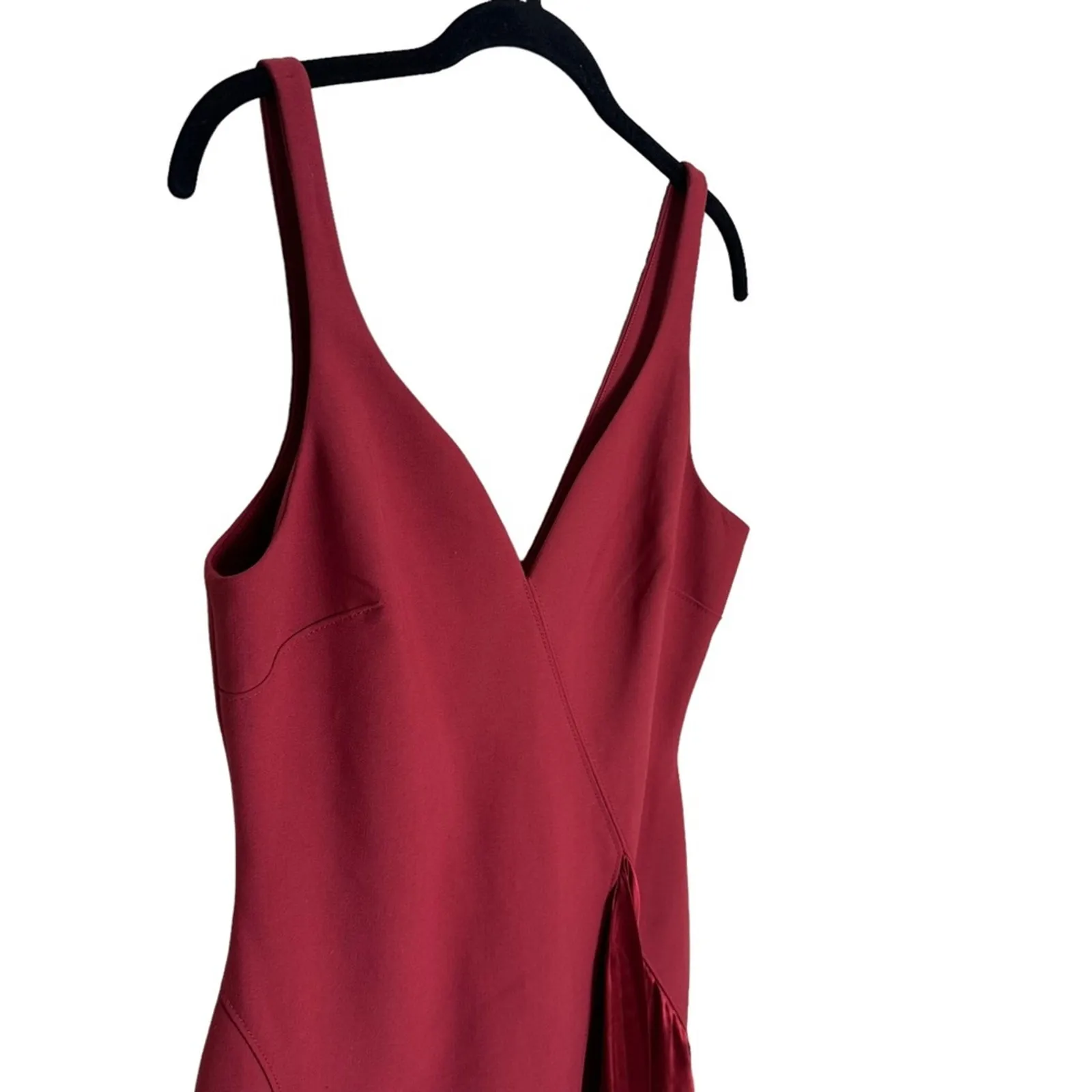 Cinq a Sept Mini Dress Red Mallory V Neck Tank Ruffle Trim New Size 6 - Image 5