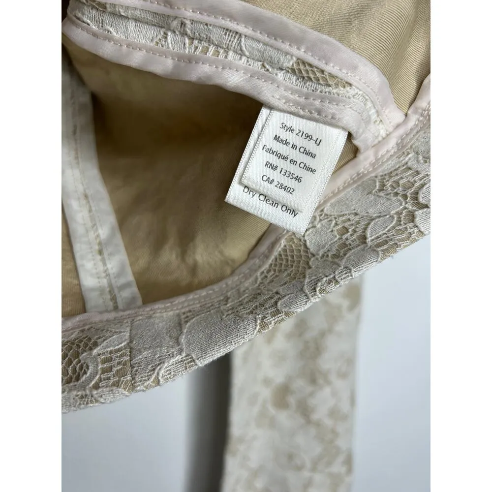 Ecru Zipper Front Floral Lace Blazer Jacket 4 - Image 5