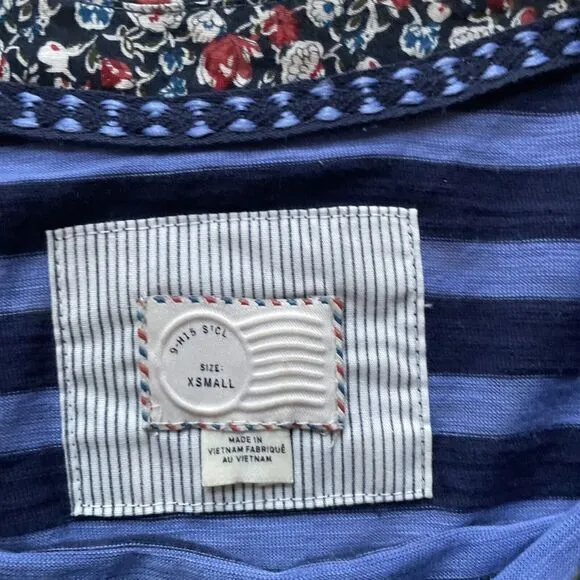 Anthropologie Laurelwood T-Shirt Women‎ XS Blue Boatneck Stripe Top - Image 2