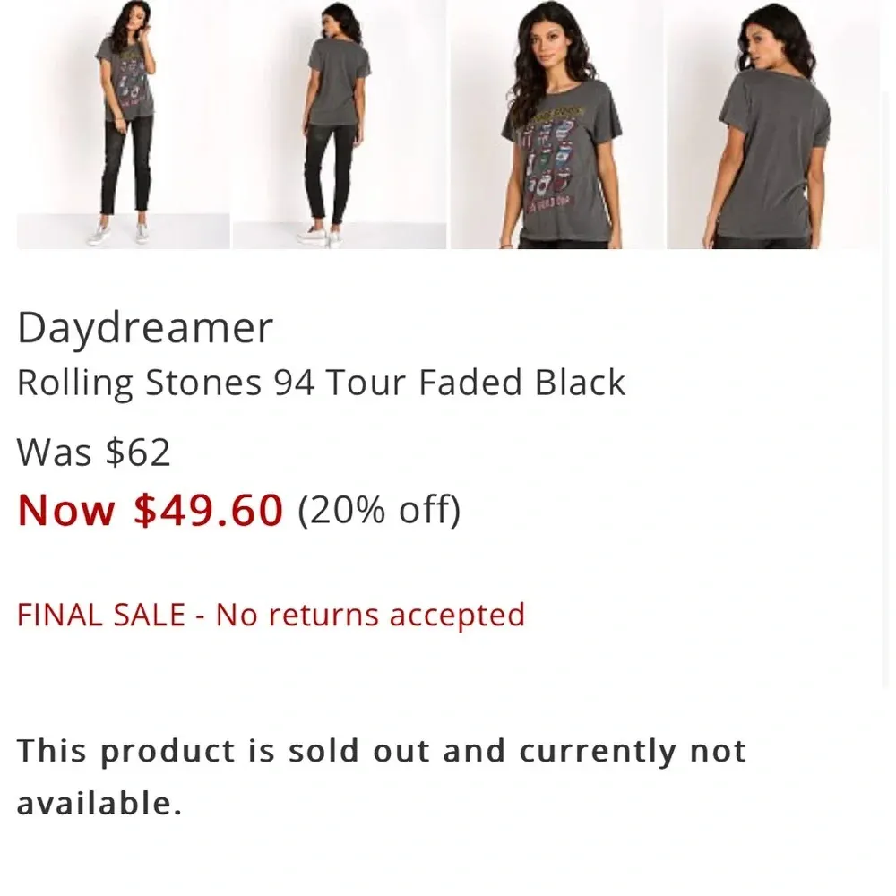 Daydreamer  size medium Rolling Stones grey t shirt - Image 2