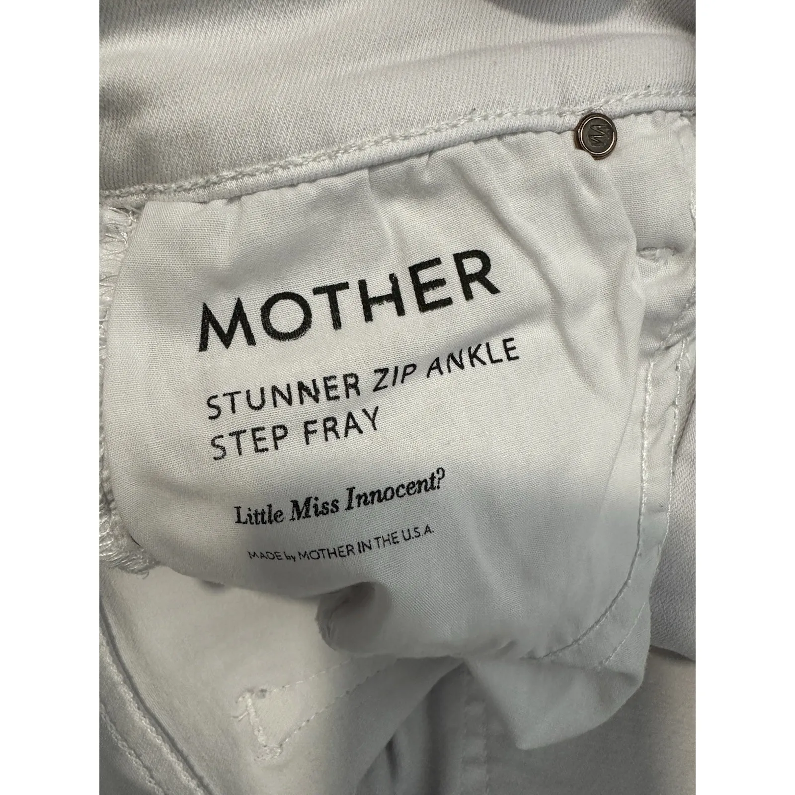 MOTHER Stunner Zip Ankle Step Fray Sz 27 White Jeans Little Miss Innocent #OP9 - Image 7