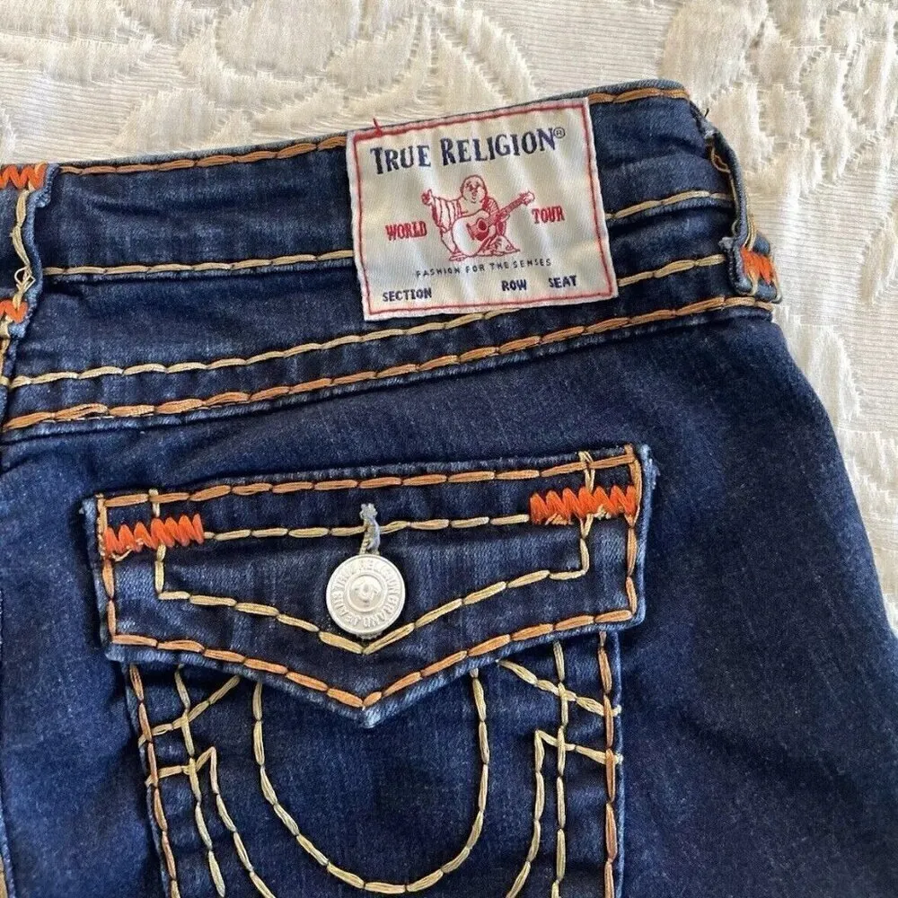 True Religion Becca Jeans Sz Women’s 29 Blue Dark Wash Mid Rise Boot cut Stretch - Image 13