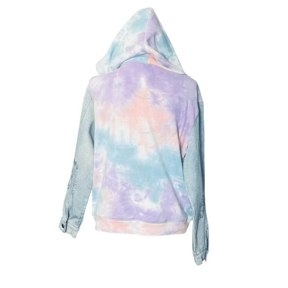 Dance & Marvel  Distressed Tie Dye Zip Up Hoodie - Image 5