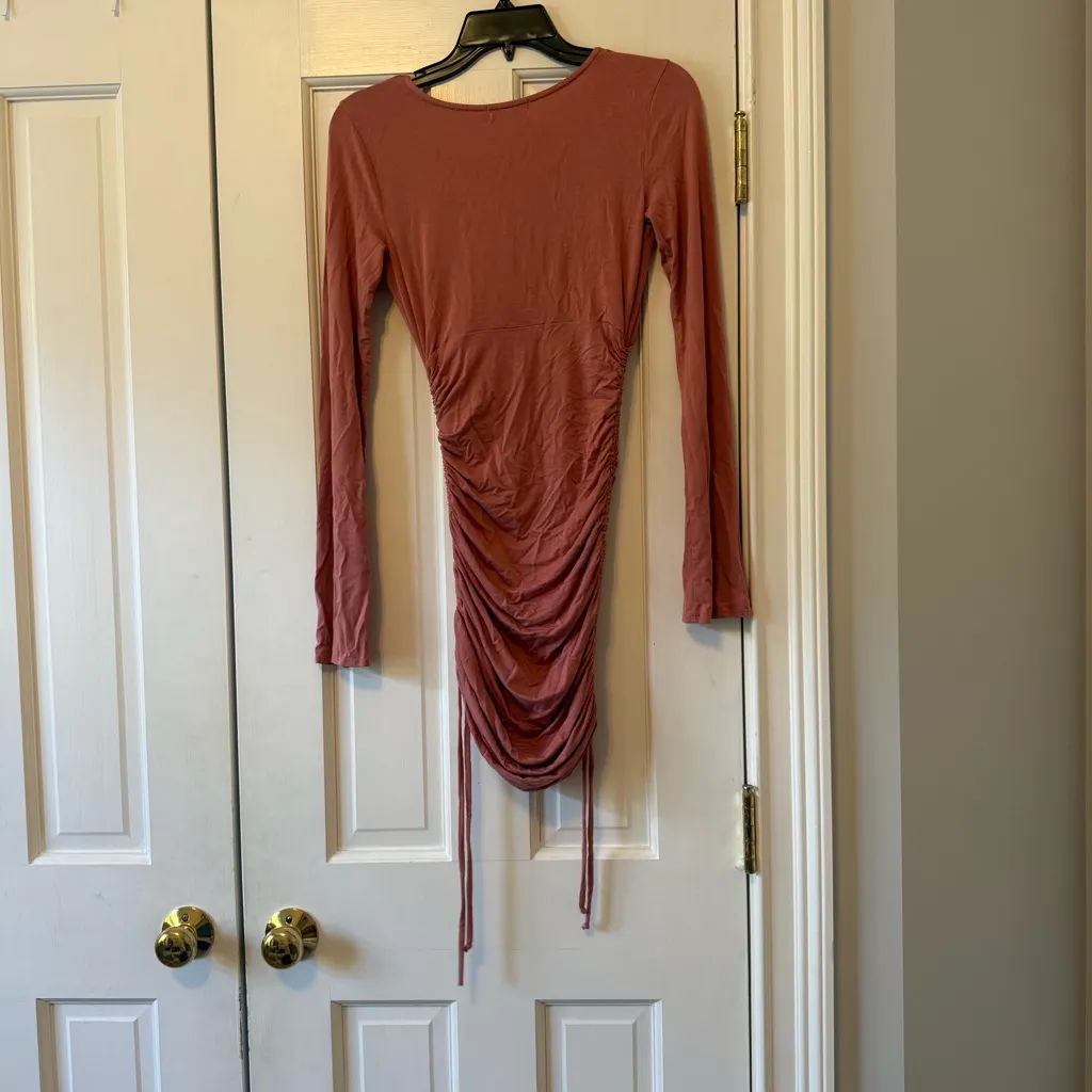 Lovers + Friends Willow Ruched Long Sleeve Mini Dress in Rose Pink Size XS - Image 5