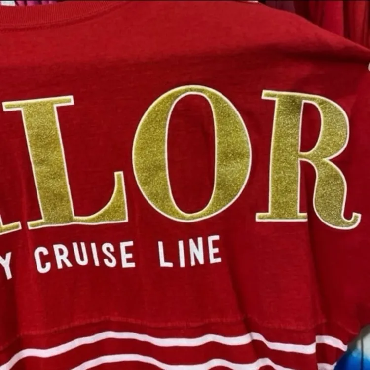 Disney parks cruise line sailor Minnie Mouse striped nautical spirit jersey M - Image 3