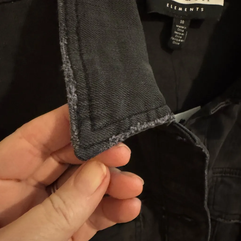 Eloquii NEW Belted Denim Jacket Black Dress Pockets Plus Size 18 - Image 9