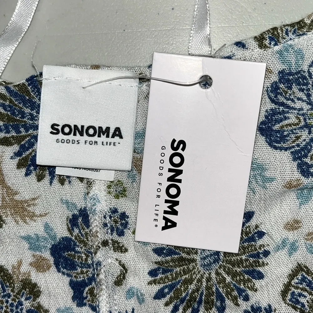 Sonoma NWT O/S One Size White - Blue Floral Tie Front Kimono Cardigan - Image 4