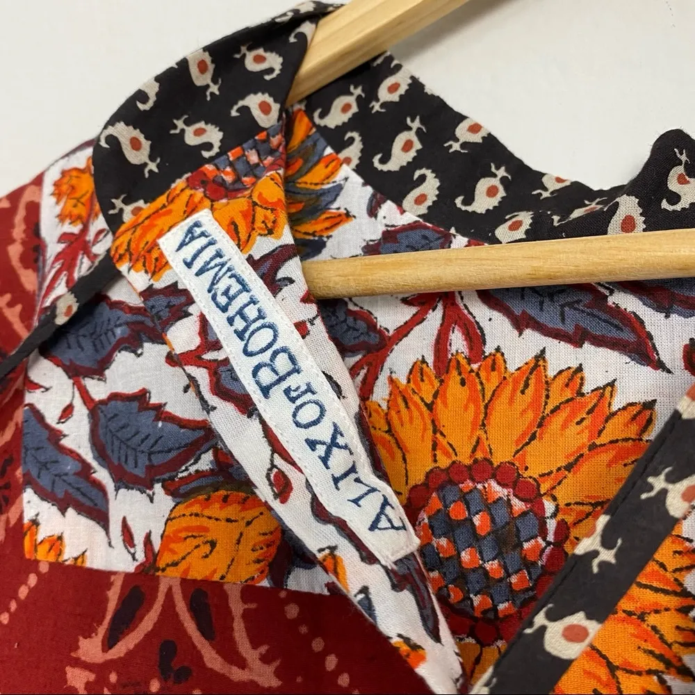 Alix of Bohemia Sofia Patchwork Long Sleeve Boho Mini Dress Size XS - Image 5