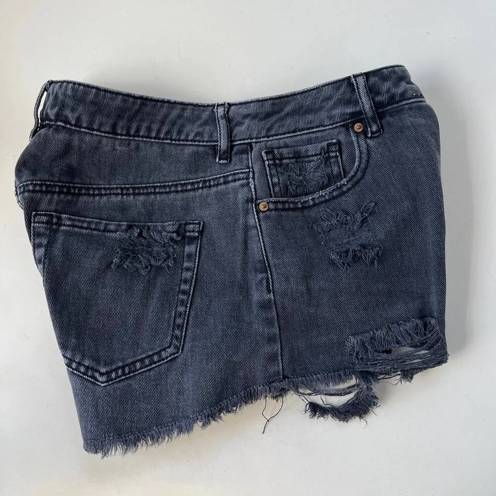 Pacsun High Rise Festival Cutoff Denim Shorts Size 24 Faded Black Booty Distress - Image 6