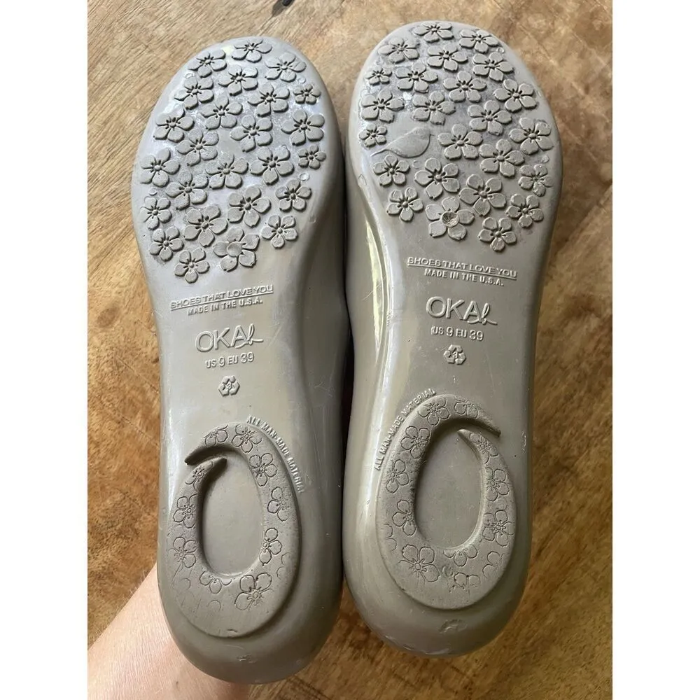 OKA B gray ballet flats slip on shoes US 9 EU 39 made in USA rubber comfort Gray - Image 6
