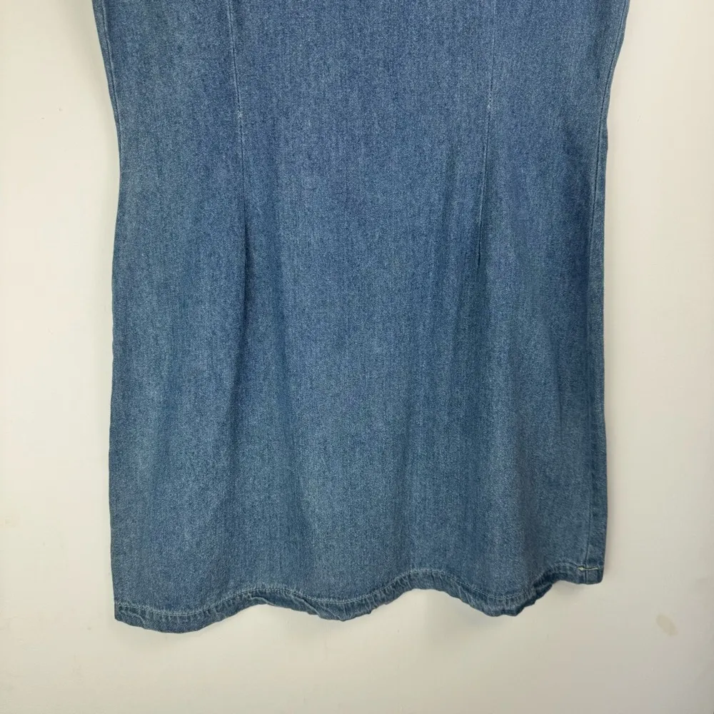 Vtg Y2K Womens Denim Dress Sz Medium Zip Front Western Chic - Image 14