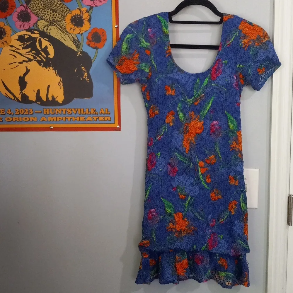 Free People Kenny Stretch Mini Dress in Majolica Blue Floral - Image 2