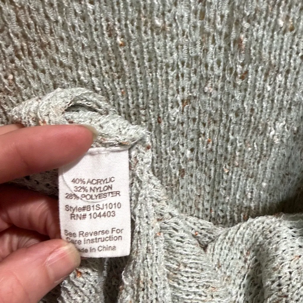 Blu Pepper Heather Gray/Green Small Knit Cardigan - Image 6