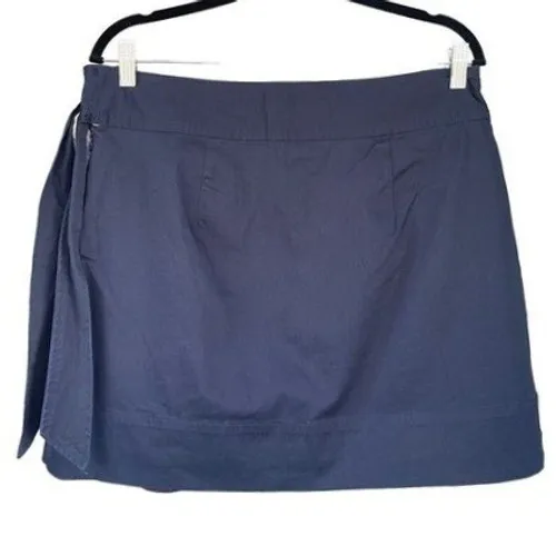 T7 Vineyard Vines by Shep & Ian Navy Blue Pleated Wrap Skirt Cotton Size 10 - Image 7