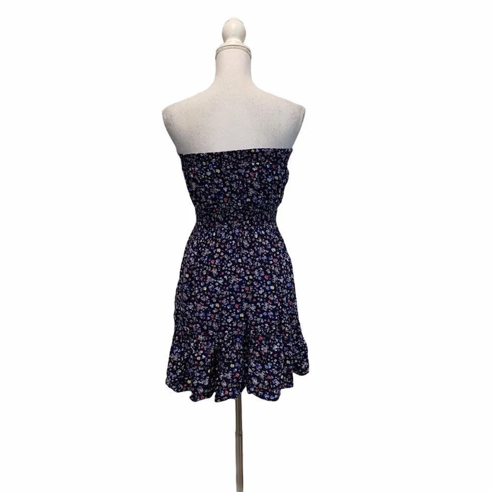 Strapless Blue Floral Dress Sz Medium Blue - Image 4