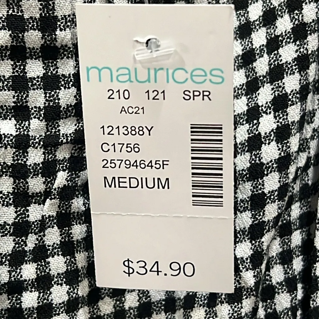 Maurices, Womans Summer Dress Black/White Gingham w/Adj Spaghetti Straps, Size M - Image 11