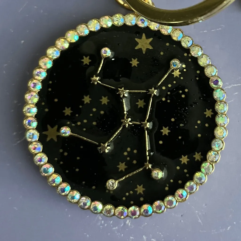 NWT Virgo Zodiac Crystal Keychain Bag Charm Claire’s Celestial Witchy Whimsigoth Gold - Image 4