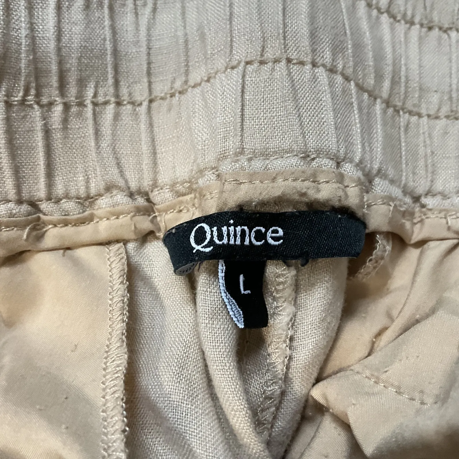 Quince 100% European Linen Wide Leg Pants, Drawstring Waist, Relaxed Fit, Size L - Image 7