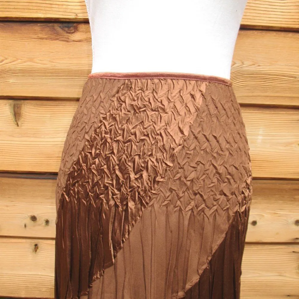Vintage Brown Satin Skirt Brown - Image 6