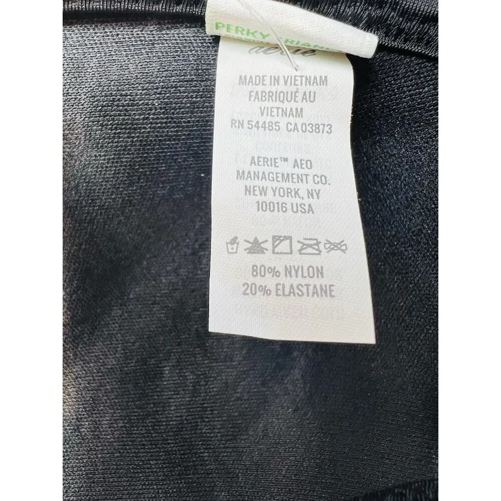 Aerie Black Perky Triangle Bikini Top Halter Tie Back Size Small Padded Classic - Image 7