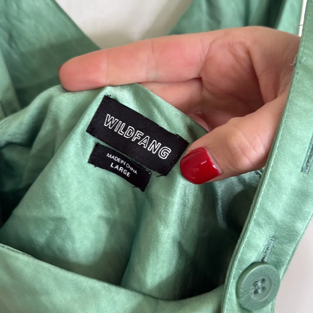 Wildfang empower satin midi dress mermaid green Size L - Image 7