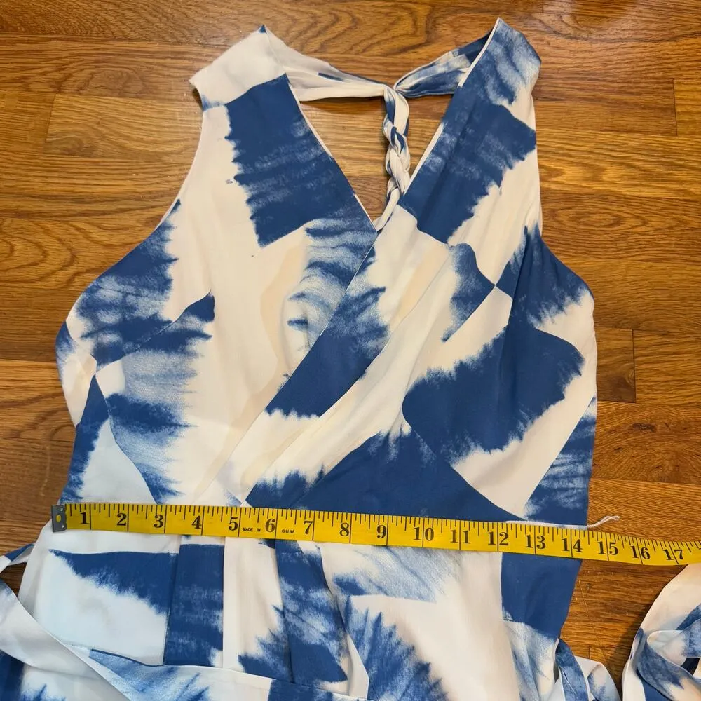 Equipment Femme  Alejandra Womens 10 Blue White Tie Dye Twist Strap Halter Dress - Image 4