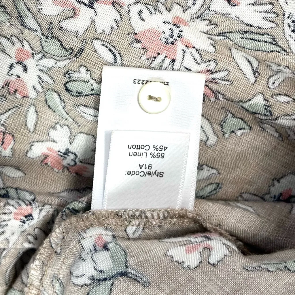 McGuire Linen Blend Floral Tiered Halter Swing Mini Dress Medium - Image 12