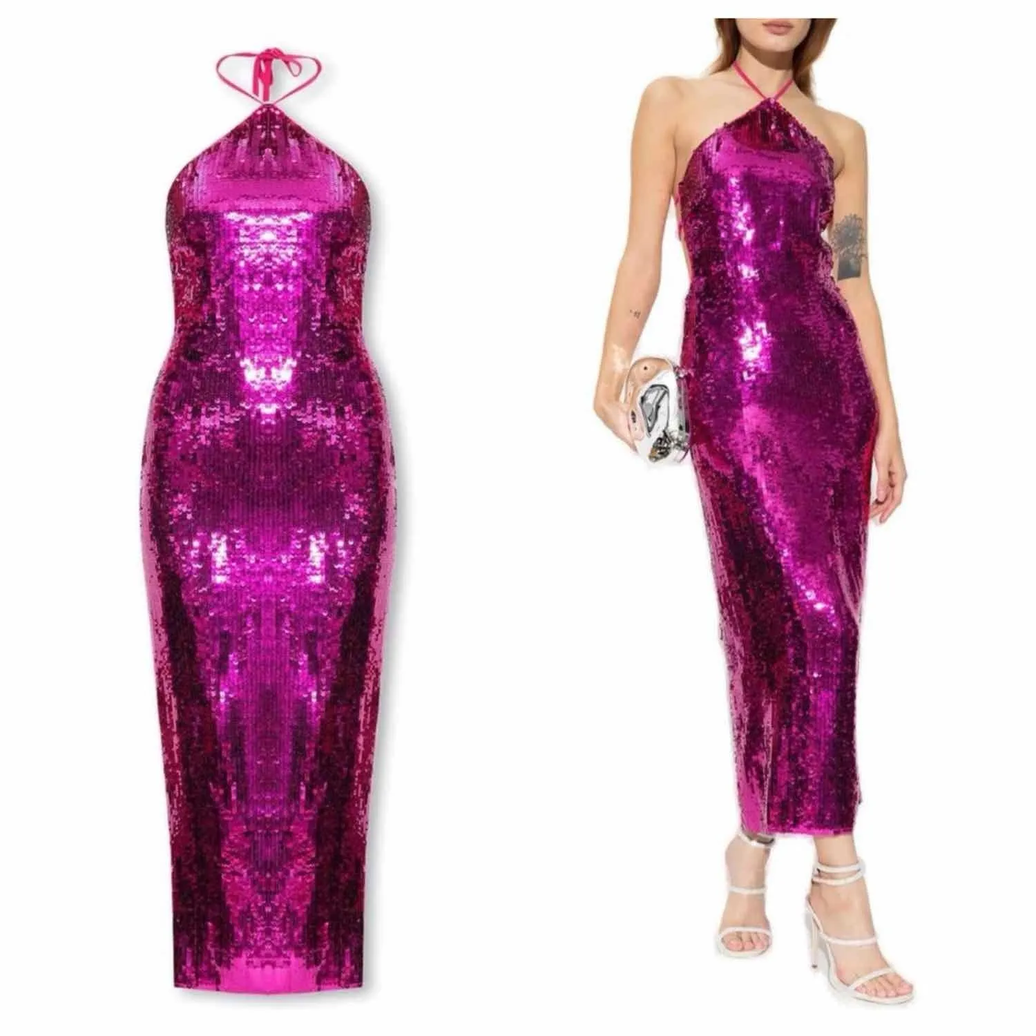Cult Gaia Tasmina Anemone Sequin Backless Halter Midi Dress Small - Image 10