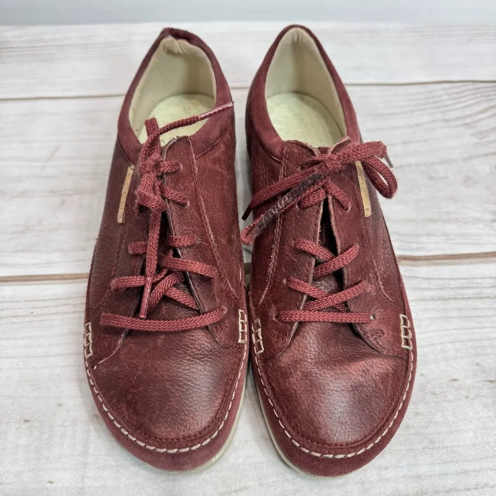 Ecco Cayla Burgundy Wine Genuine Leather Lace Up Sneakers Red Size 8.5 - Image 6
