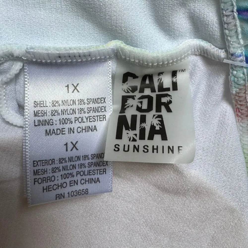 CALIFORNIA SUNSHINE Ruffle Tie Dye Cutout Monokini Swim Bathing Suit NWT Plus 1X - Image 4