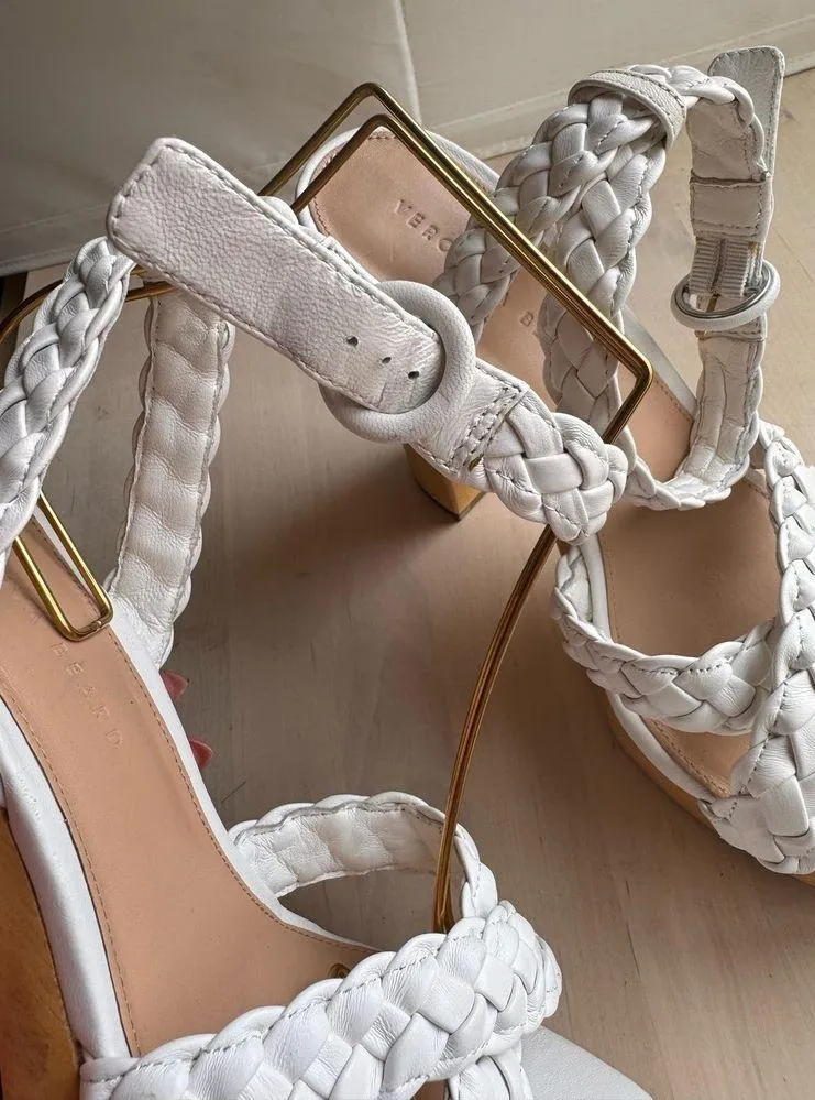 Veronica Beard white Gael  Braided Ankle-Strap Platform Sandals size 9 - Image 3