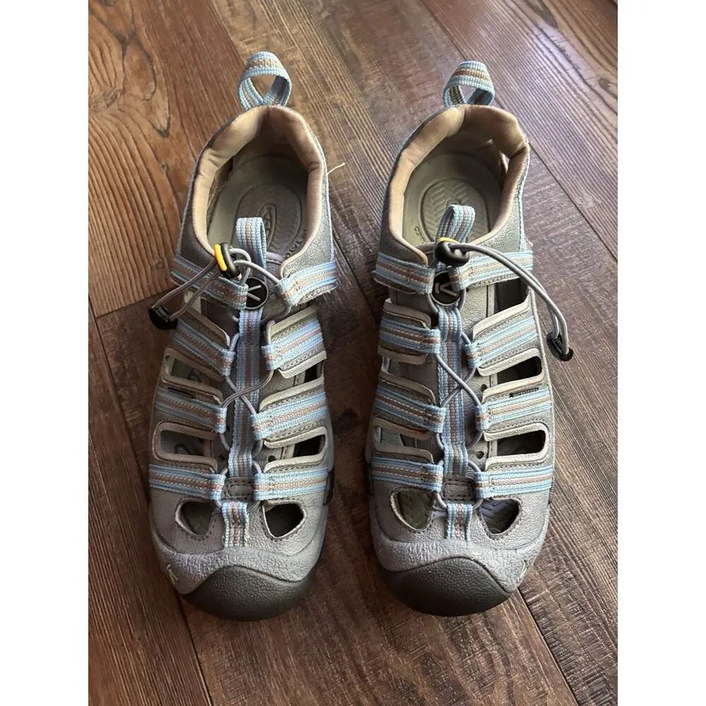 KEEN Mens 9 Women's 11 Hiking Trail Light Blue Waterproof Sandals - Image 2