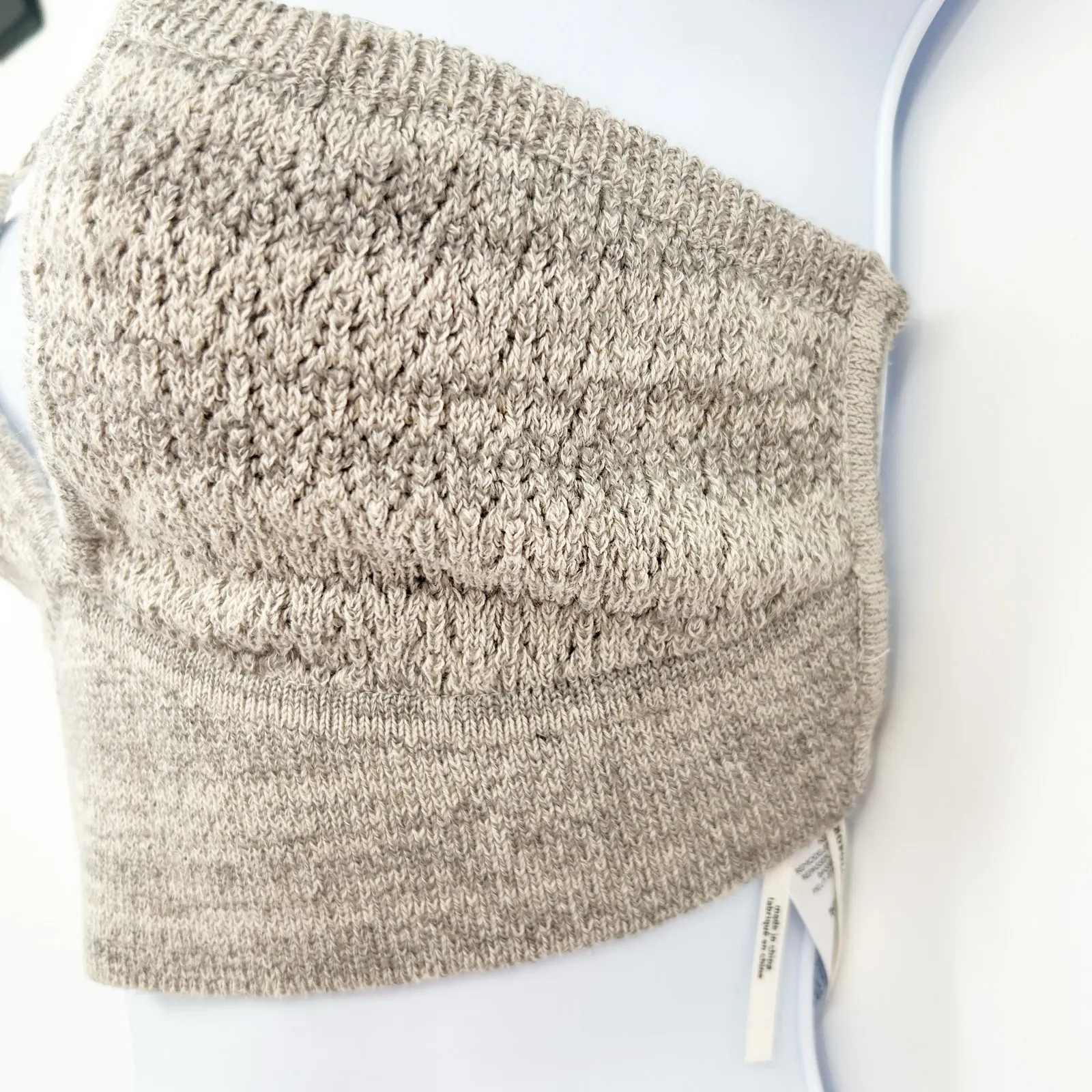 NWT By Anthropologie Boho‎ Beachy Wool Linen Blend Knit Plunge Halter Crop Top M - Image 3