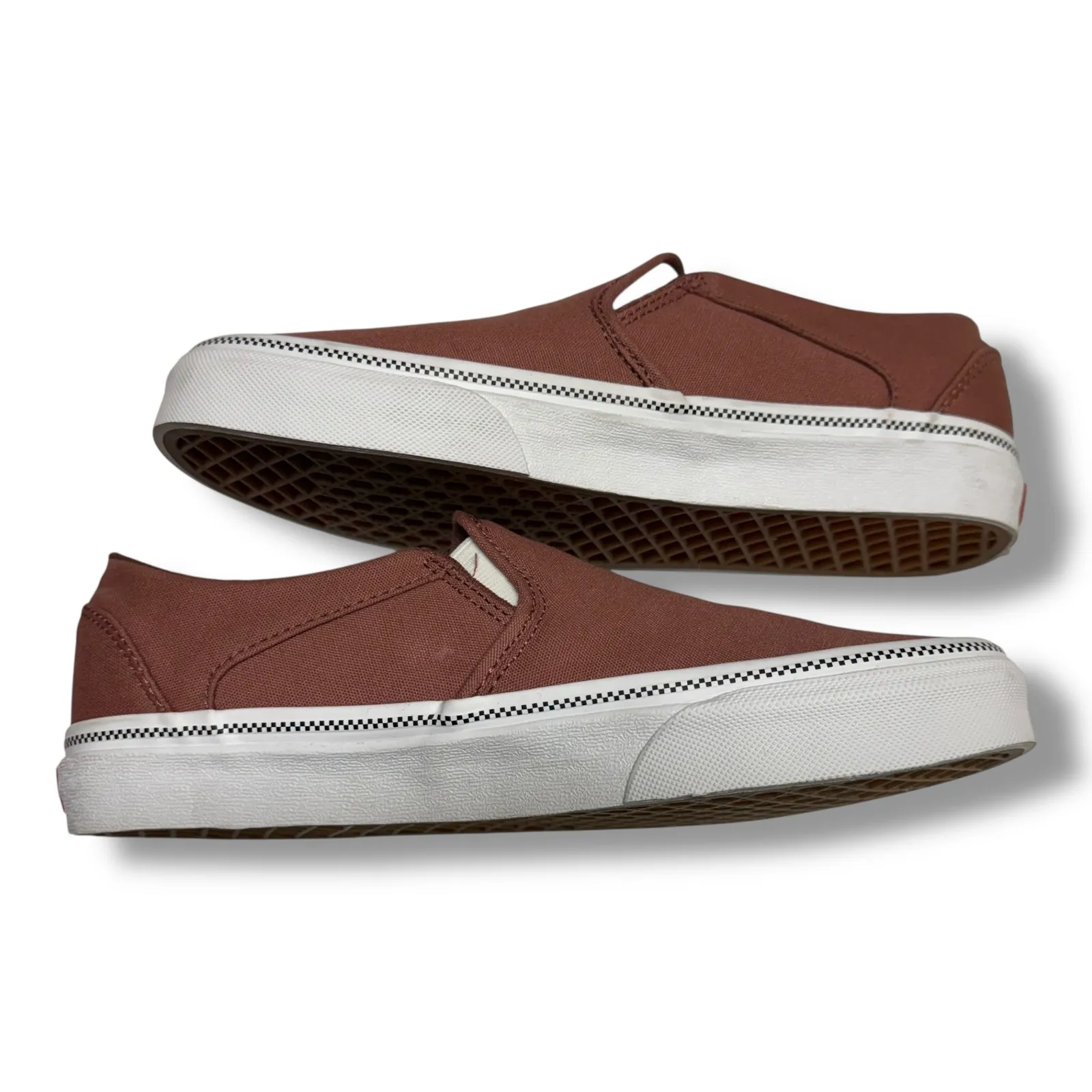 Vans Slip On Canvas Shoes Asher Checker‎ Foxing Women 9 Night Rose Skate NEW - Image 4