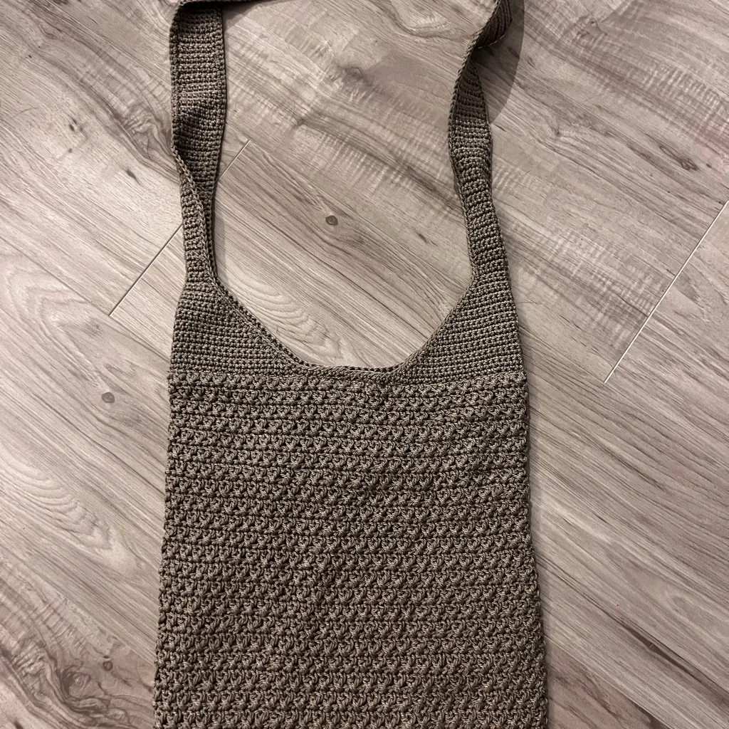 Boho Crochet Knit Hobo Bag – Neutral Taupe Shoulder Purse Minimalist Slouch Tote Tan - Image 4