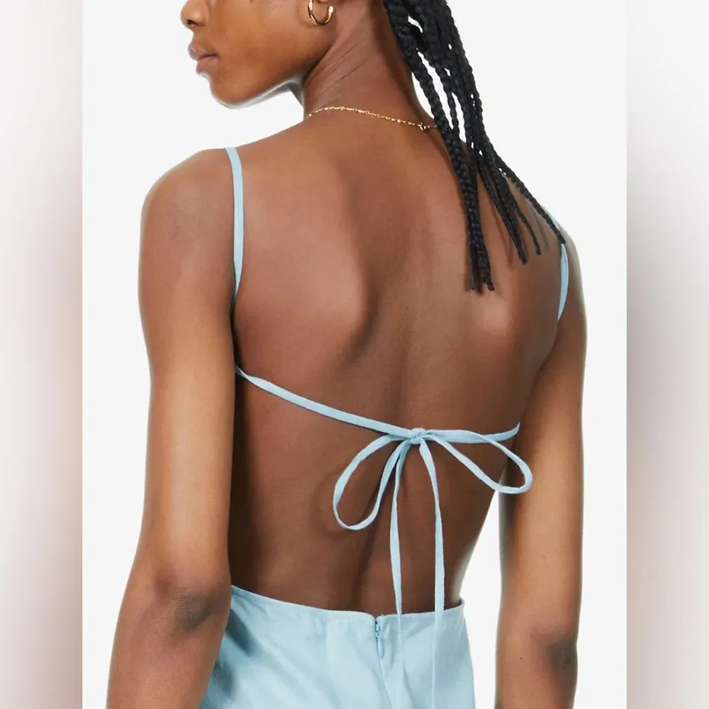 REFORMATION Nia 100% Linen Midi Dress In Turquoise - Image 2