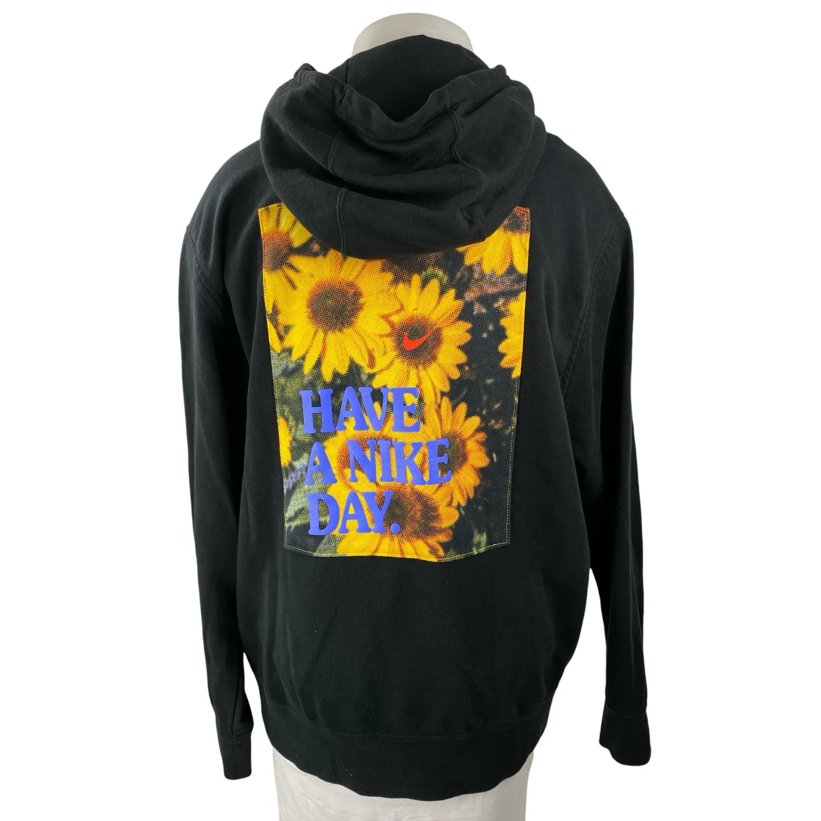 Nike Black Floral Embroidered Hooded Hoodie Long Sleeve Sweatshirt Top Size XL - Image 3