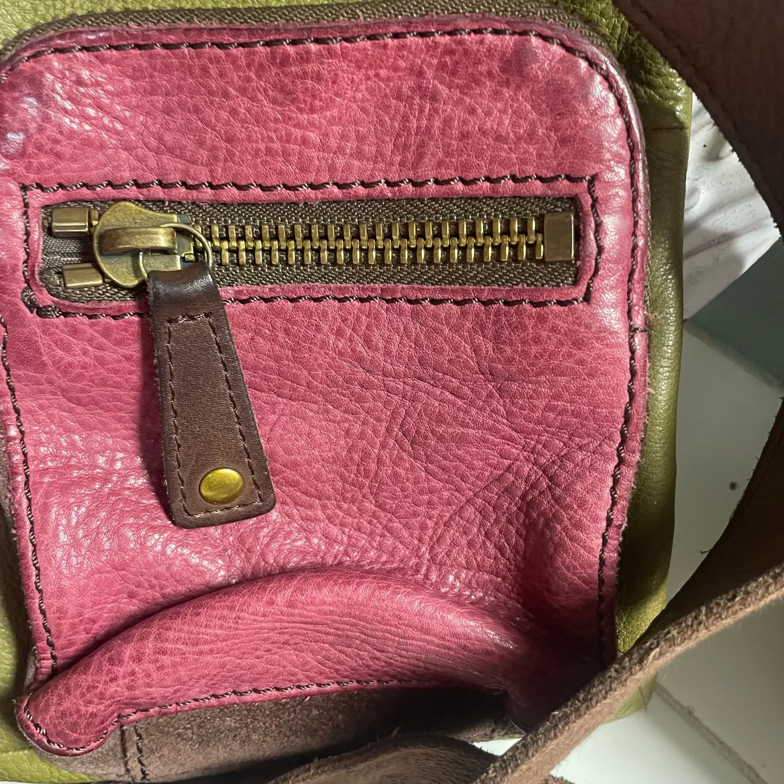 Fossil Multicolor Leather Crossbody Vtg Y2K Pockets Boho Retro Earthy Festival - Image 3