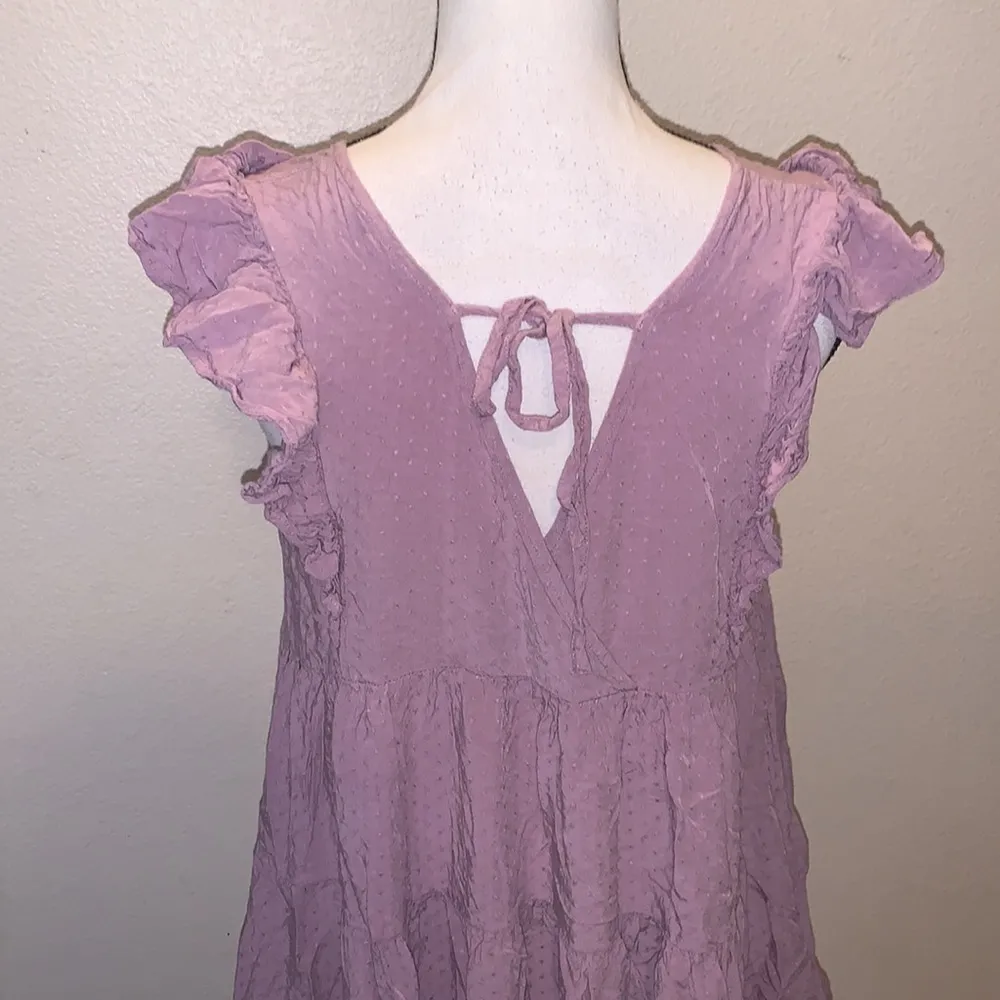 Kori purple ruffle sleeve summer mini dress - Image 8